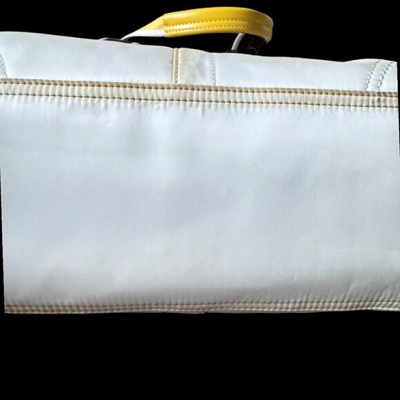 COACH Hampton Nylon Sateen Weekend Handbag Satchel Bag Purse Yellow F11993 AS IS - Picture 9 of 13